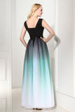 Pretty V-neck Back Up Lace Ombre Chiffon Long Prom Dresses HZ0509