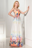 Beautiful Cheap Sweetheart Printed Chiffon Prom Dresses HZ0509
