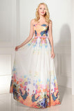 Beautiful Cheap Sweetheart Printed Chiffon Prom Dresses HZ0509