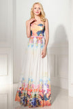 Beautiful Cheap Sweetheart Printed Chiffon Prom Dresses HZ0509