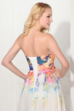 Beautiful Cheap Sweetheart Printed Chiffon Prom Dresses HZ0509