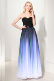 Charming Gradient Chiffon Sweetheart Long Back Up Lace Prom Dresses HZ0509