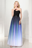 Charming Gradient Chiffon Sweetheart Long Back Up Lace Prom Dresses HZ0509