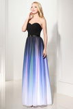 Charming Gradient Chiffon Sweetheart Long Back Up Lace Prom Dresses HZ0509