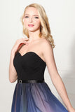 Charming Gradient Chiffon Sweetheart Long Back Up Lace Prom Dresses HZ0509