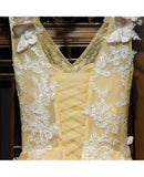 Flowy Long Tulle V Neck Prom Dress With Lace Butterflies HZ0509