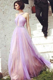 Floor-length A Line Tulle Prom Dress,Elegant Beading Evening Dress HZ0509
