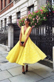 Lace A Line Deep V Neck Prom Dress,Homecoming Dresses HZ0509