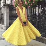 Lace A Line Deep V Neck Prom Dress,Homecoming Dresses HZ0509