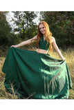 Two Pieces A Line Simple Long V Neck Prom Dresses HZ0509