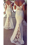 Mermaid Lace Off Shoulder Long Open Back Prom Dresses HZ0509