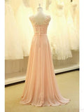 Blush Pink Pretty Long Lace Cap Sleeves Prom Dresses HZ0509