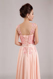 Beauty Long Lace Blush Pink Back Up Lace Prom Dresses HZ0509