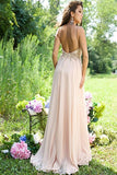 Make Pretty Long Chiffon Beading Backless Prom Dresses For Teens HZ0509