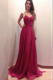 Back Chiffon Lace Long Simple Cheap Prom Dresses HZ0509