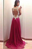 Back Chiffon Lace Long Simple Cheap Prom Dresses HZ0509