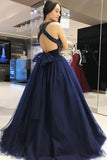 Scoop Royal Blue Ball Gown Beading Prom Dresses,Sweet 16 Dress HZ0509