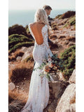 Through Lace Long Sleeve Backless Mermaid Wedding Dress HZ0509