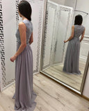 Line Chiffon Long Prom Dresses, Cheap Sleeveless Evening Dress HZ0509