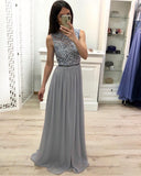 Line Chiffon Long Prom Dresses, Cheap Sleeveless Evening Dress HZ0509