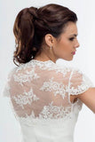 Sleeve Lace Bolero Jacket Ivory Lace Bridal Top, Cheap Lace Appliques Wedding Jacket HZ0509