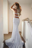Sparkly Silver Open Back Long Sheath Party Cheap Prom Dresses HZ0509