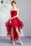 Full Fashion Tube Lace A Line Dress, Red Prom Dress, Evening Dresses HZ0509