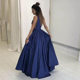 Deep V-neck Long A Line Prom Dresses Graduation Party Dresses For Teens HZ0509