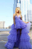 High Low Layers Tulle A Line Prom Dress with Beading HZ0509