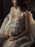 Sexy Maternity Dress online, Elegant Soft Lace Wedding Dress HZ0509
