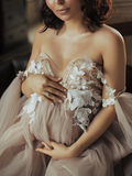 Sexy Maternity Dress online, Elegant Soft Lace Wedding Dress HZ0509