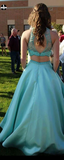 Beauty 2 Pieces Beading Long A line Floor Length Prom Dresses For Teens HZ0509