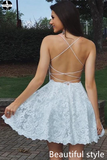 Spaghetti Straps Off White Lace Short Homecoming Dresses Online, Cheap Short Prom Dresses HZ0509