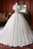 Pretty Off The Shoulder Ball Gown Beading Wedding Dresses Modest Bridal Gown HZ0509