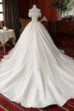 Pretty Off The Shoulder Ball Gown Beading Wedding Dresses Modest Bridal Gown HZ0509