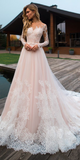 Lace Tulle Wedding Dress, Long Sleeves Bridal Dress Off Shoulder Wedding Dress HZ0509