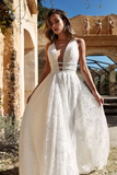 Rustic Lace Wedding Dress V neck Backless Wedding Dress for Sale HZ0509