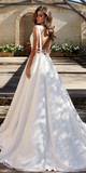 Rustic Lace Wedding Dress V neck Backless Wedding Dress for Sale HZ0509