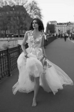 A Line Gray Tulle Open Back Butterfly Sleeveless Long Party Dresses Prom Dresses HZ0509