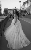A Line Gray Tulle Open Back Butterfly Sleeveless Long Party Dresses Prom Dresses HZ0509