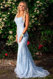 Blue Lace Prom Dresses Long, Evening Dress, Dance Dress, Graduation School Party Gown HZ0509
