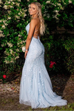 Blue Lace Prom Dresses Long, Evening Dress, Dance Dress, Graduation School Party Gown HZ0509