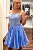 Spaghetti Straps Chiffon Homecoming Dresses with Beadings HZ0509