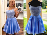Spaghetti Straps Chiffon Homecoming Dresses with Beadings HZ0509