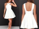 White A Line Short Mini Skater Dress Simple Cheap Homecoming Dresses HZ0509