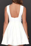 White A Line Short Mini Skater Dress Simple Cheap Homecoming Dresses HZ0509