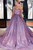 Sparkly Ball Gown Sweetheart Lace up Long Prom Dresses, Evening Dress HZ0509