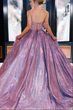 Sparkly Ball Gown Sweetheart Lace up Long Prom Dresses, Evening Dress HZ0509
