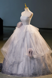 Tulle Floor Length Formal Dress, A Line Strapless Evening Party Dress HZ0509