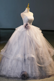 Tulle Floor Length Formal Dress, A Line Strapless Evening Party Dress HZ0509